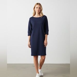 Vintage Lacoste Navy Cotton Sheath Dress - Size 8